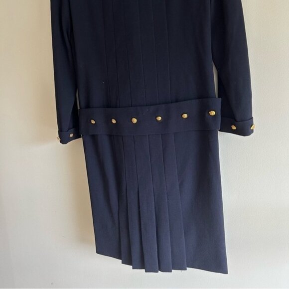 Vintage Chanel 80's Navy Maxi Pleated Dress Size 42 - Picture 5 of 13